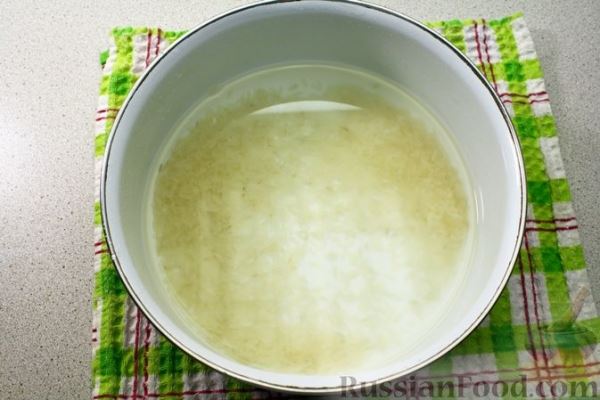 Несладкий молочный суп с ломтиками запечённого риса с сыром